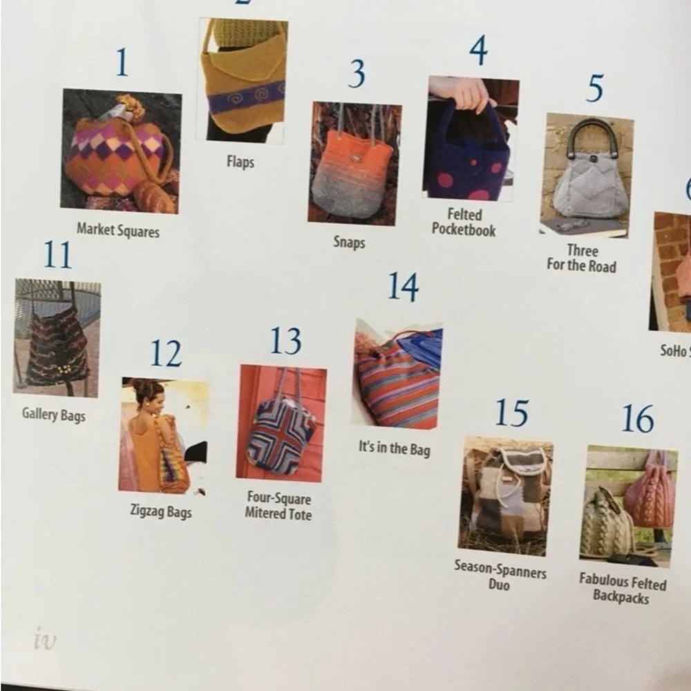 Knitting Book “Bags A Knitter’s Dozen” Softcover 12 Patterns 2004